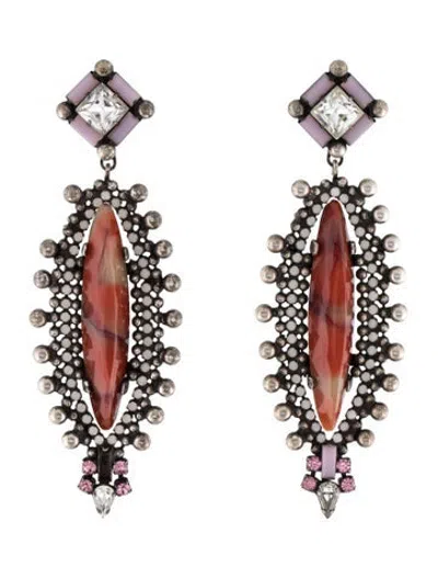 Pre-owned Dannijo Crystal & Resin Drop Earrings In Multicolor