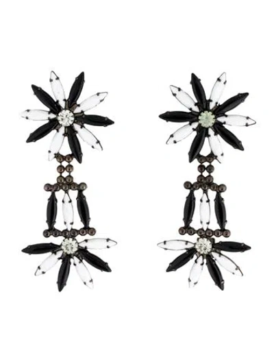 Pre-owned Dannijo Crystal & Resin Floral Drop Earrings In Multi