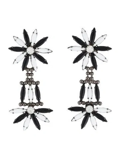 Pre-owned Dannijo Crystal & Resin Floral Drop Earrings In Multi