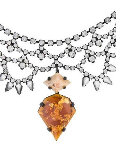 Pre-owned Dannijo Crystal & Resin Pendant Necklace, 18" In Multi