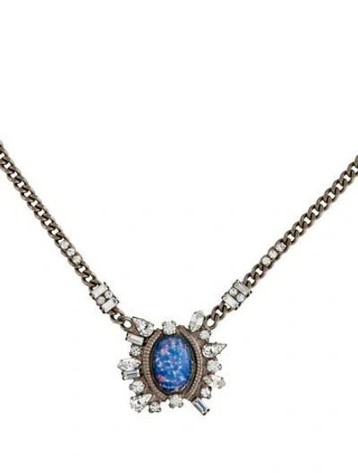 Pre-owned Dannijo Crystal & Resin Pendant Necklace, 19.25" In Blue