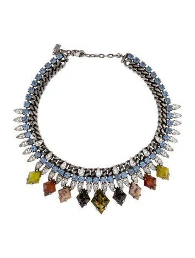 Pre-owned Dannijo Crystal & Resin Statement Collar Necklace, 19" In Multi