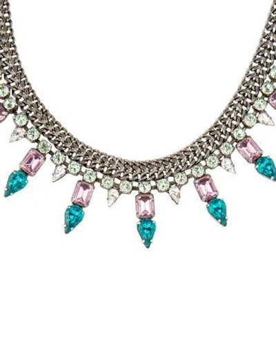 Pre-owned Dannijo Crystal Choker Necklace, 18" In Multi