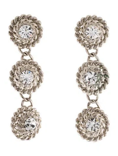 Pre-owned Dannijo Crystal Cicely Drop Earrings In Transparent