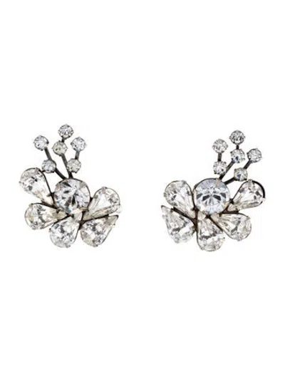 Pre-owned Dannijo Crystal Clip On Earrings In Multicolor