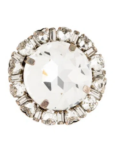 Pre-owned Dannijo Crystal Cluster Brooch Pin In Clear