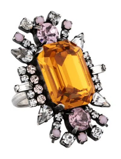 Pre-owned Dannijo Crystal Cocktail Ring In Multicolor