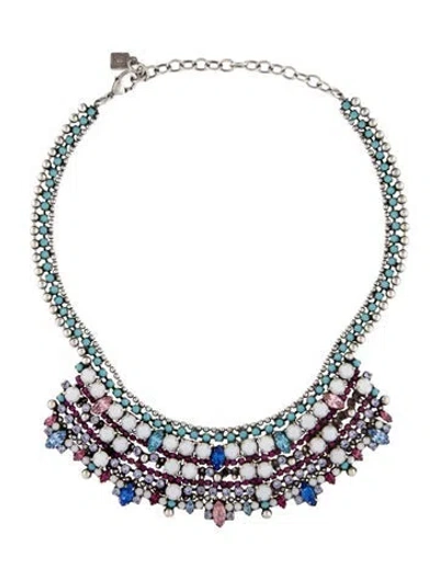 Pre-owned Dannijo Crystal Collar Necklace, 17.25" In Blue/pink/purple