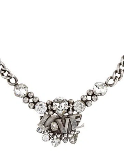 Pre-owned Dannijo Crystal Collar Necklace, 19.25" In Transparent
