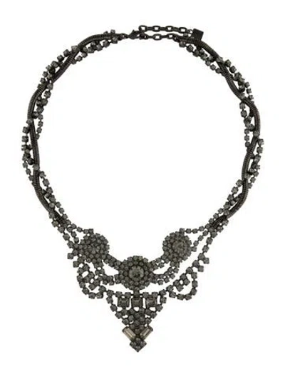 Pre-owned Dannijo Crystal Collar Necklace, 21.5" In Black