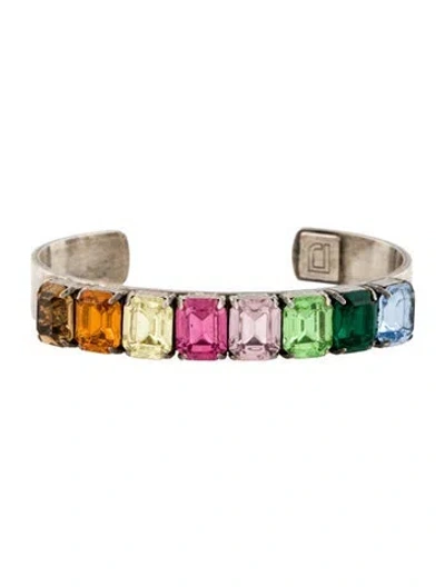 Pre-owned Dannijo Crystal Cuff Bracelet, 6.5" In Multi