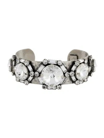 Pre-owned Dannijo Crystal Cuff Bracelet, 6.5" In Transparent