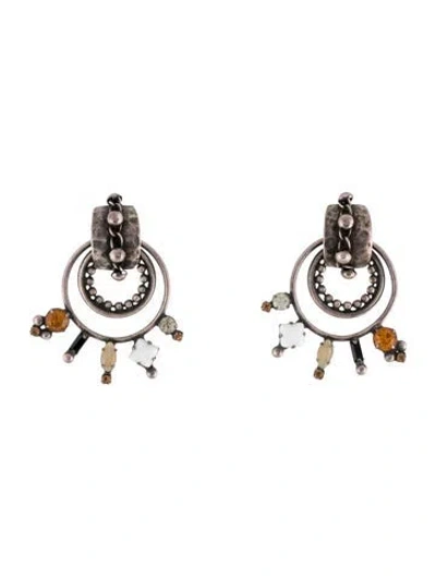 Pre-owned Dannijo Crystal Drop Earrings In Black/neutrals/orange