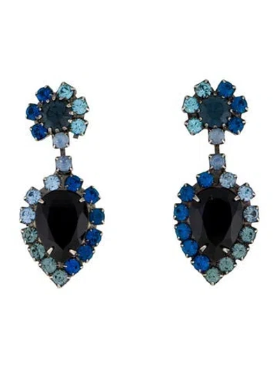 Pre-owned Dannijo Crystal Drop Earrings In Blue