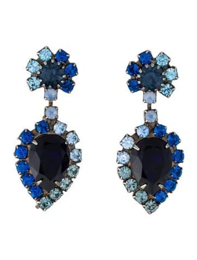 Pre-owned Dannijo Crystal Drop Earrings In Blue