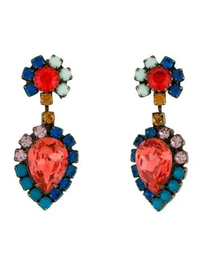 Pre-owned Dannijo Crystal Drop Earrings In Multi