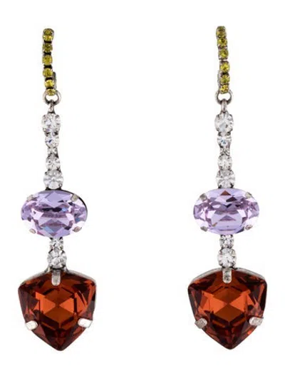 Pre-owned Dannijo Crystal Drop Earrings In Orange/purple