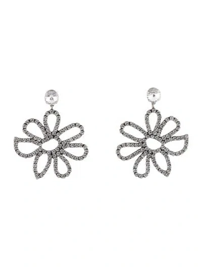 Pre-owned Dannijo Crystal 'dukes' Floral Drop Earrings In Transparent