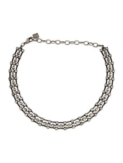 Pre-owned Dannijo Crystal Dulce Choker Necklace, 15.25" In Transparent