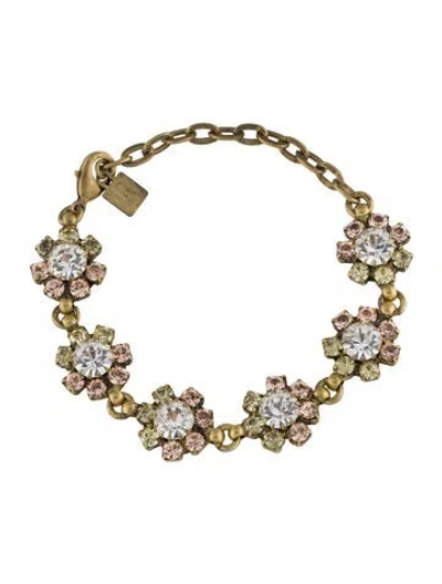 Pre-owned Dannijo Crystal Floral Link Bracelet, 7.75"