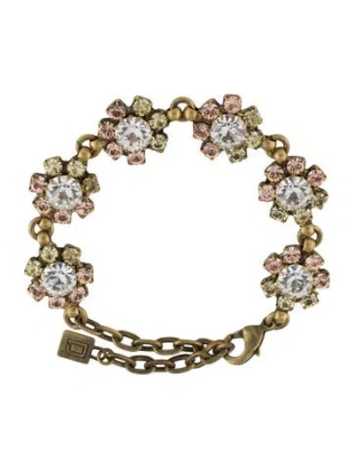 Pre-owned Dannijo Crystal Floral Link Bracelet, 8"