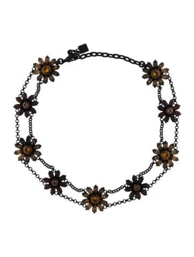 Pre-owned Dannijo Crystal Flower Station Necklace, 16.5" In Multi