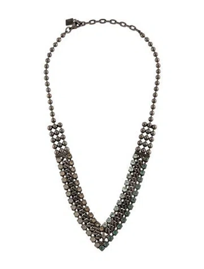 Pre-owned Dannijo Crystal Hallie Collar Necklace, 9.5" In Blue