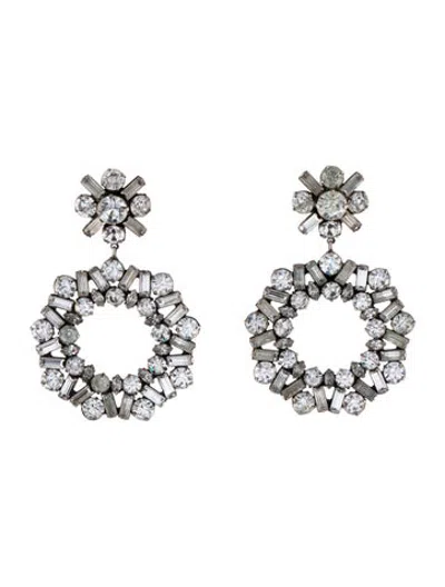 Pre-owned Dannijo Crystal Hoop Drop Earrings In Multicolor