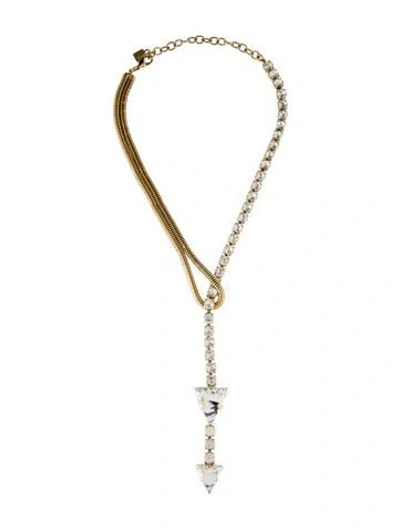 Pre-owned Dannijo Crystal Lavalier Necklace, 17.25" In Transparent