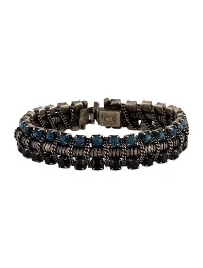 Pre-owned Dannijo Crystal Link Bracelet, 6.75" In Blue