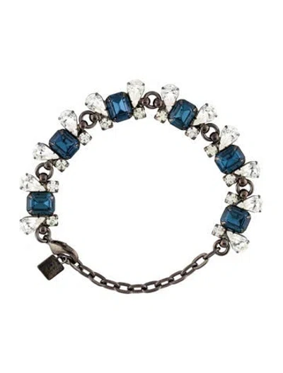 Pre-owned Dannijo Crystal Link Bracelet, 8" In Blue