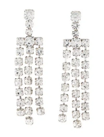 Pre-owned Dannijo Crystal Moby Fringe Drop Earrings In Multicolor