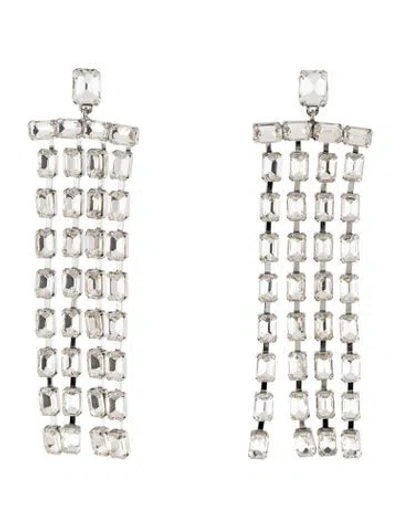 Pre-owned Dannijo Crystal Moby Fringe Drop Earrings In Transparent
