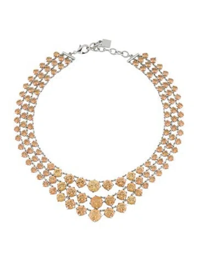 Pre-owned Dannijo Crystal Multistrand Necklace, 14.75" In Orange