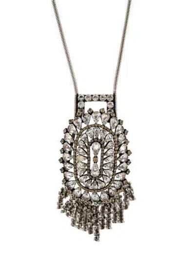 Pre-owned Dannijo Crystal Pendant Necklace, 36" In Multi