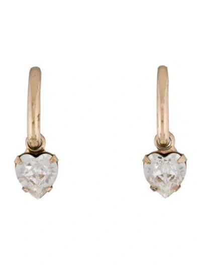 Pre-owned Dannijo Crystal 'sophia' Heart Drop Huggie Earrings In Multi