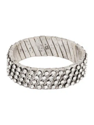 Pre-owned Dannijo Crystal Stretch Bead Bracelet, 7.25" In Multicolor