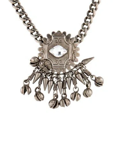 Pre-owned Dannijo Crystal Tassel Pendant Necklace, 27.35" In Multi