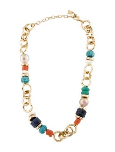 Pre-owned Dannijo Cultured Pearl, Stone & Shell Collar Necklace, 22.75" In Multi