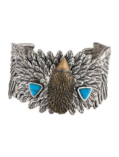 Pre-owned Dannijo Enamel Eagle Cuff Bracelet, 7" In Multi