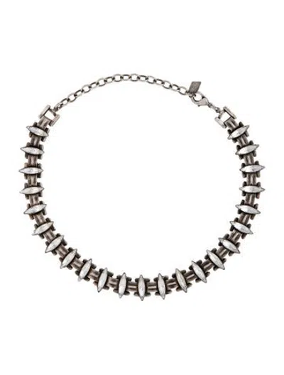 Pre-owned Dannijo Gene Choker Necklace, 16" In Clear