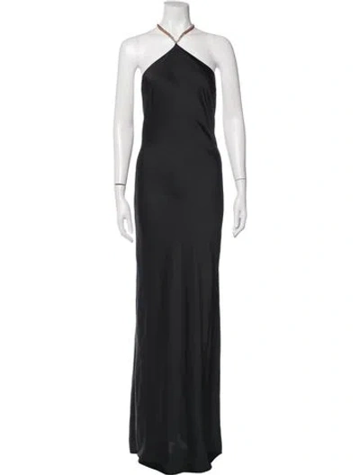 Pre-owned Dannijo Halterneck Long Dress In Black