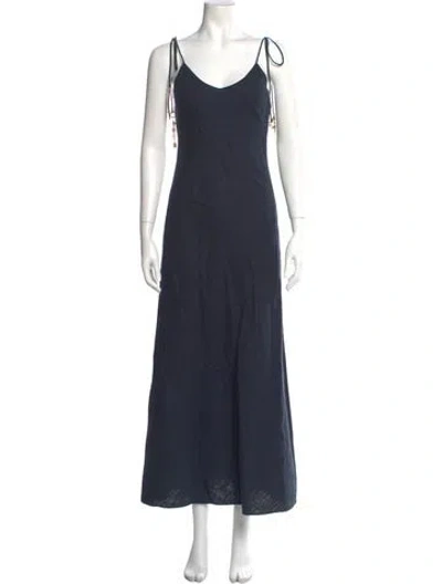 Pre-owned Dannijo Linen Long Dress In Blue