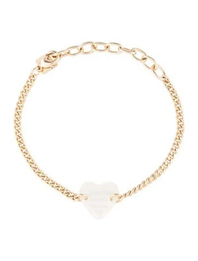 Pre-owned Dannijo Mother Of Pearl Heart Bracelet, 8" In Multicolor