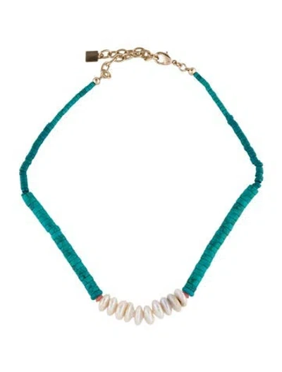 Pre-owned Dannijo Multi Stone Mother Of Pearl Necklace, 19.25"