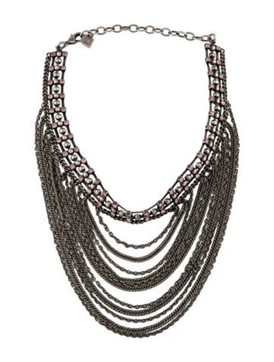 Pre-owned Dannijo Multistrand Crystal Necklace, 5" In Pink