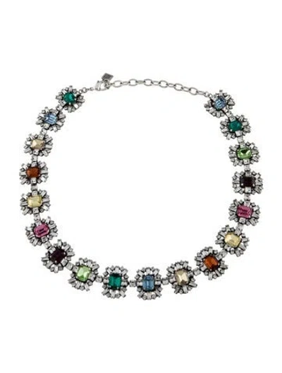 Pre-owned Dannijo Paloma Crystal Station Necklace, 19.75" In Blue/brown/green