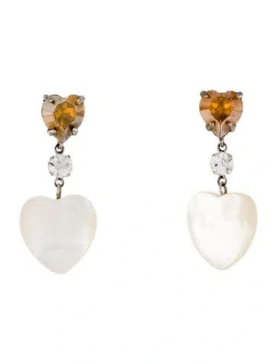 Pre-owned Dannijo Pearl & Crystal Drop Earrings In Multi