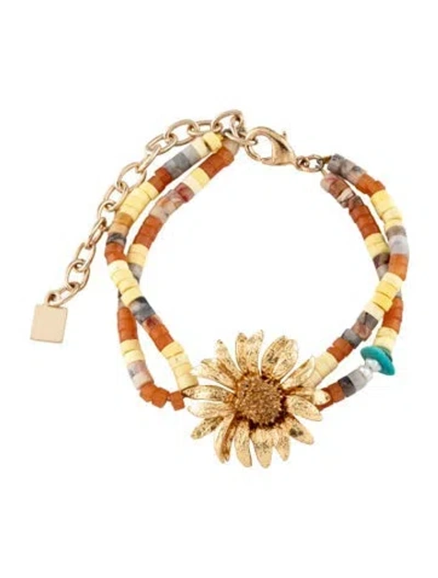 Pre-owned Dannijo Pearl Beaded Multistrand Bracelet, 10.25" In Multicolor