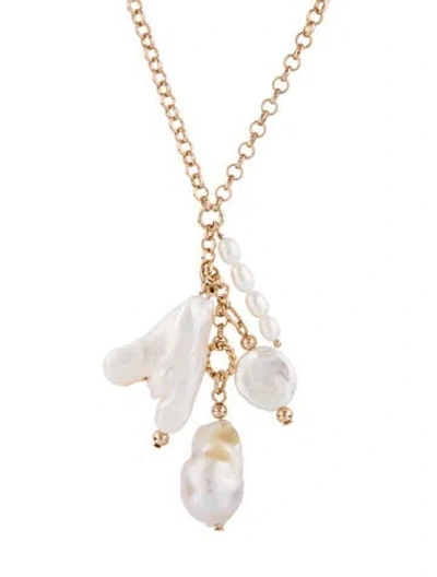 Pre-owned Dannijo Pearl Geo Lavalier Necklace, 19" In Multicolor